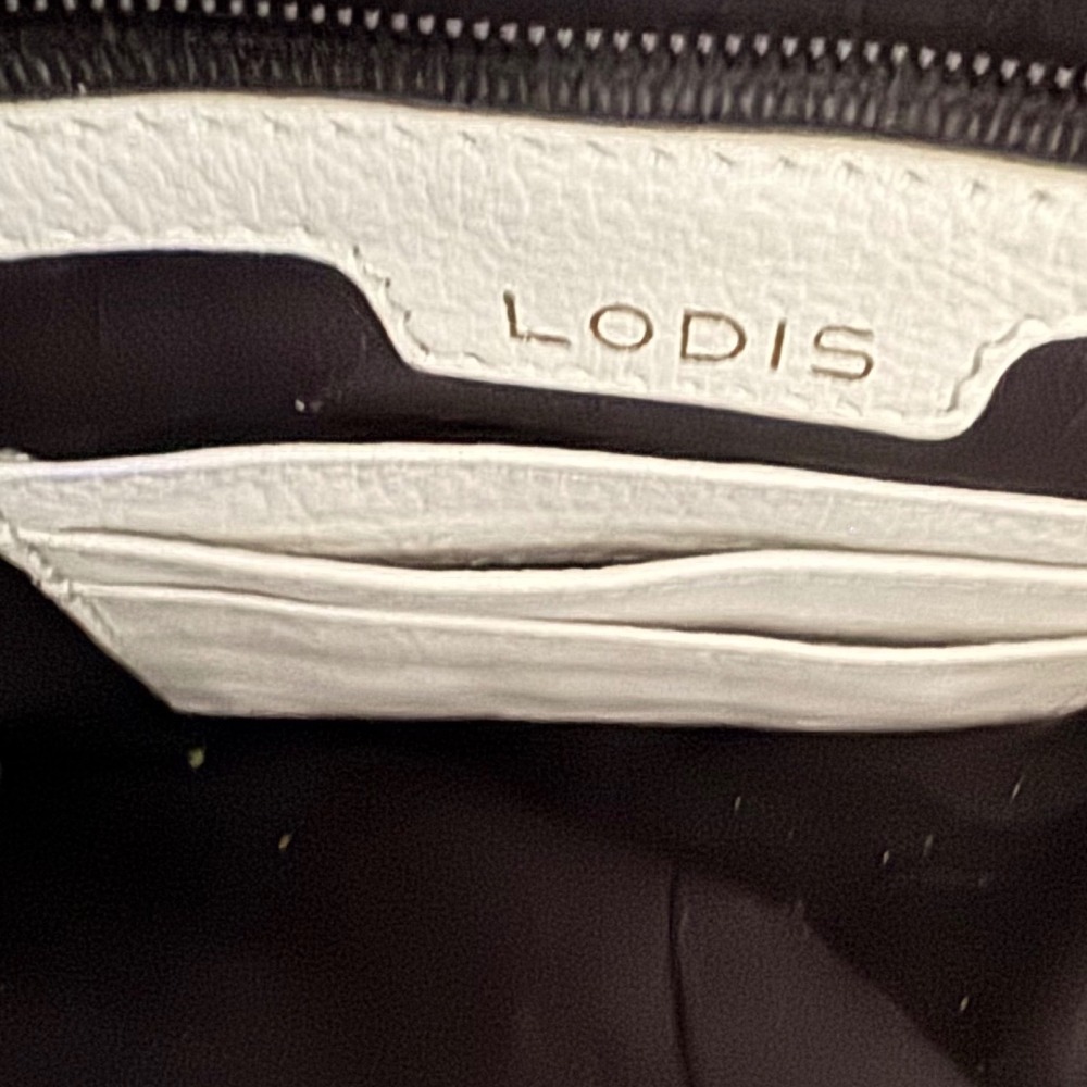 Lodis Crossbody Bag Leather Organizer Shoulder Bag off White Preloved 9.5x10" - Picture 12 of 16